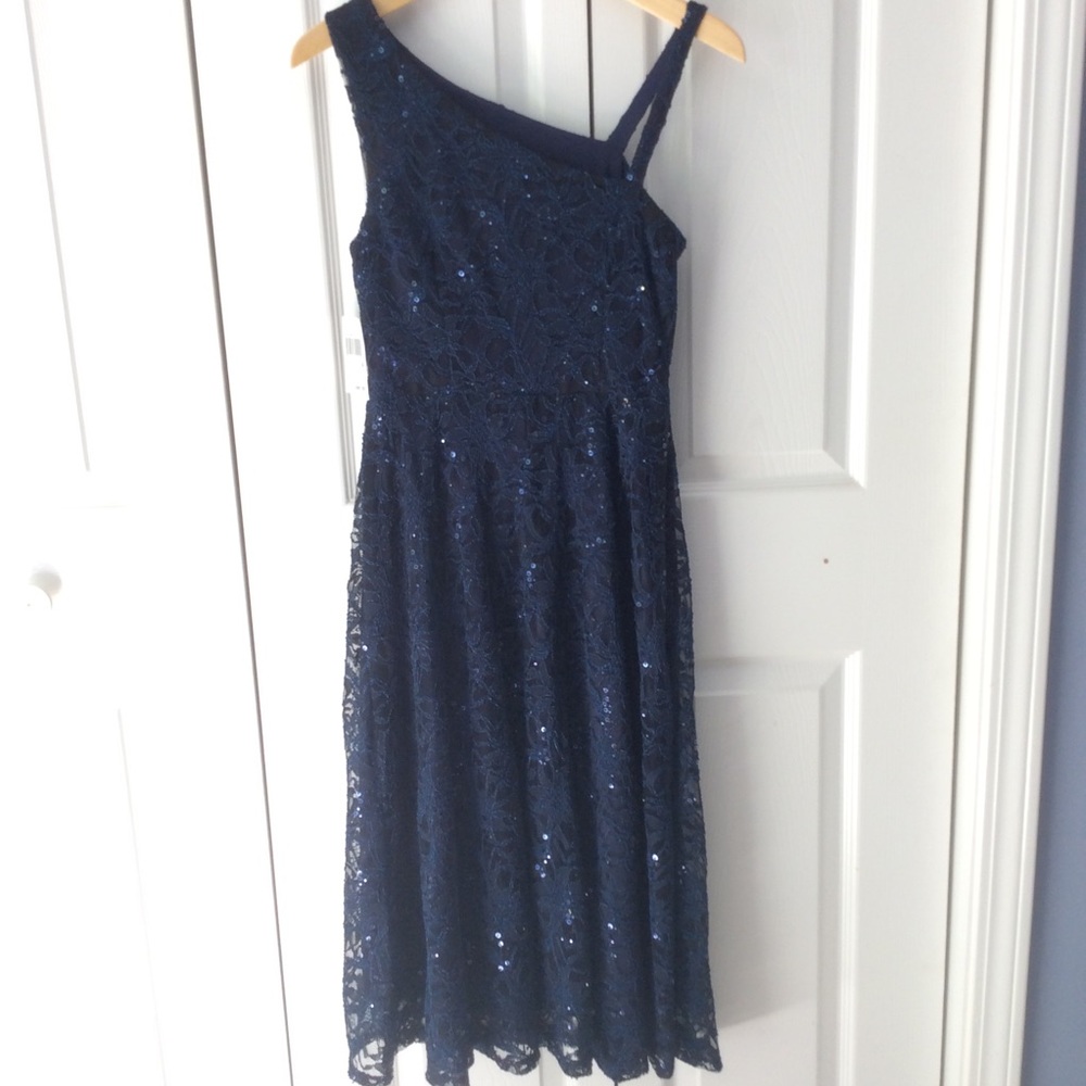 Blue lace with sequins AllOver Party dress 4
